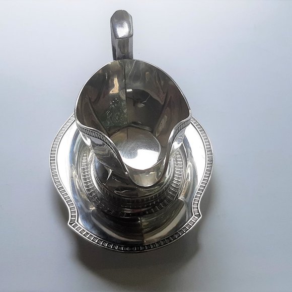 VTG Silverplate Sauce Gravy Boat with Underplate Gorham Georgian Design Art Deco - Picture 6 of 10
